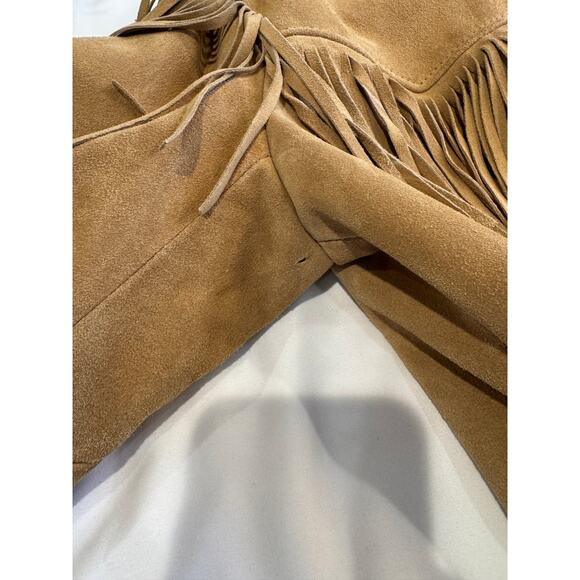 Vintage Sears The Leather Shop Leather Fringe Jacket Brown USA Western - Picture 8 of 16